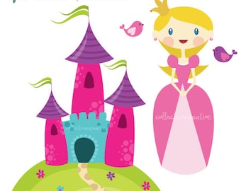 Princess & Castle Digital Clipart Set - Ideal for Scrapbooking, Card Making and Paper Crafts, Clip Art