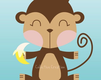 Cheeky Monkey Digital Clipart - Personal and Commercial Use - Card Making, Scrapbooking, Paper Crafts etc