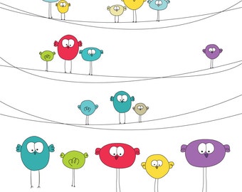 Cute Birds on Wire Digital Clip Art Set 2 - Ideal for Scrapbooking, Card Making and General Paper Crafts