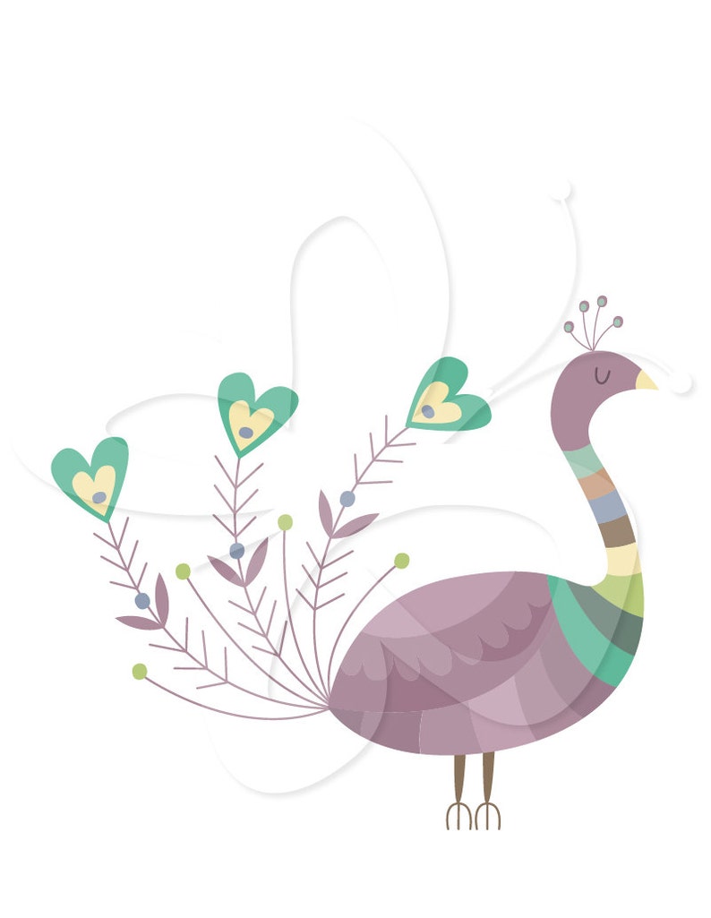 Peacock and Love Hearts Clip Art Clipart Set Commercial and Personal use image 3