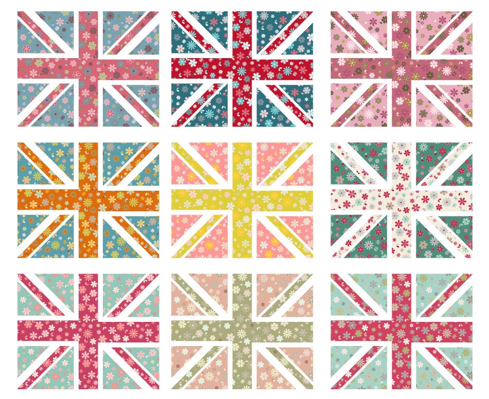 Floral Union Jack Clip Art Clipart Set Personal and Etsy