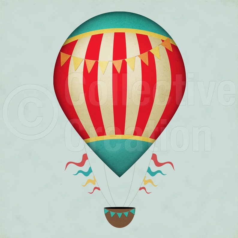 Vintage Hot Air Balloons Digital Clip Art Set Commerical and Personal use image 2