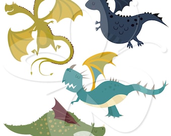 Dragon Clip Art Clipart Set - Personal and Commercial Use