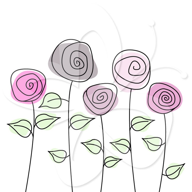 Wild Rose Garden Clipart set Great for Scrapbooking, Cardmaking and Paper Crafts. image 1