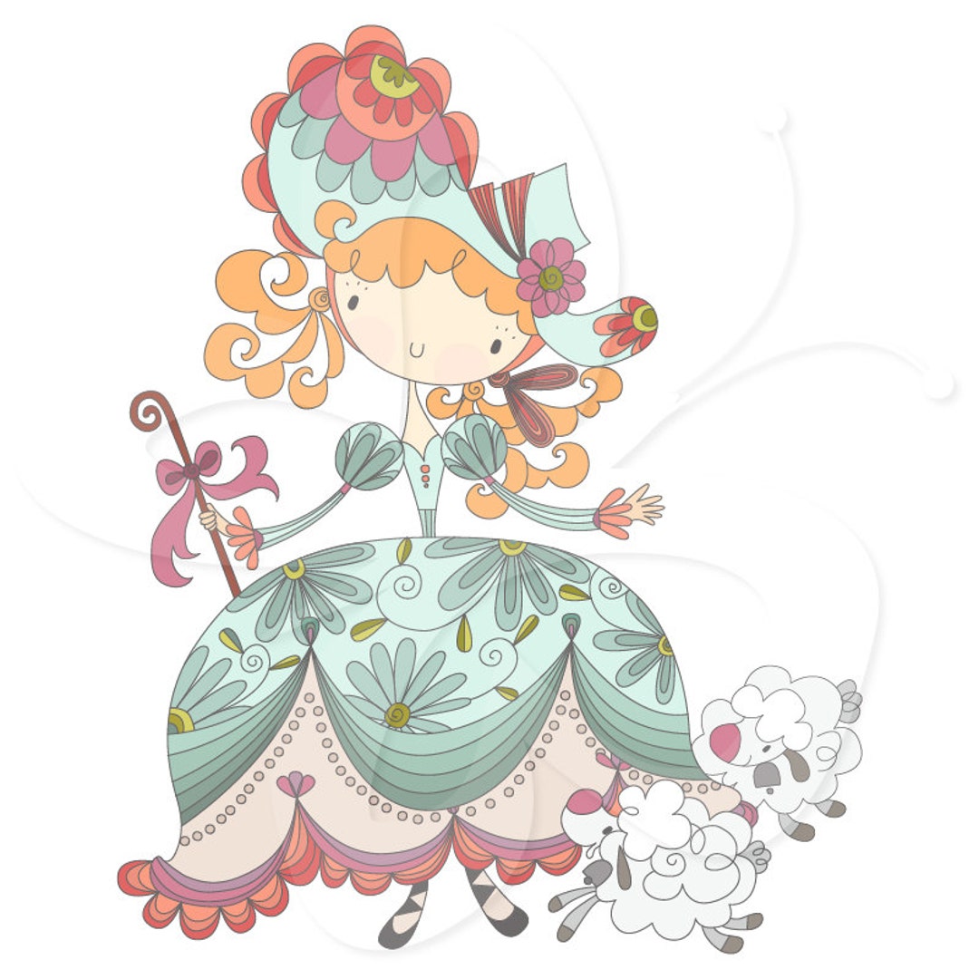 Little Bo Peep Digital Clip Art Clipart Set Personal and Commercial Use