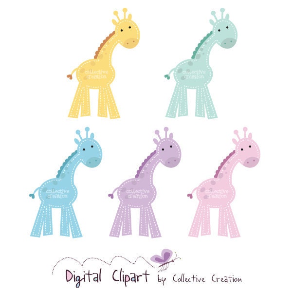 Baby Giraffe Digital Clipart Set - Ideal for Scrapbooking, Cardmaking and Paper Crafts