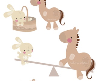 Stitch Bunny and Pony Digital Clip Art Set - Personal and Commercial Use