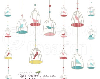 Bird Cage Strings Digital Clip Art Set - Commercial and Personal Use