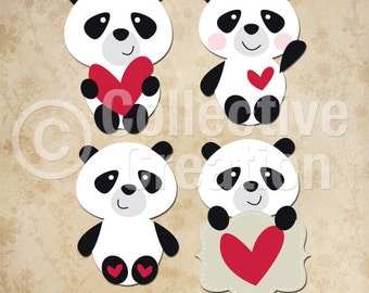 I Luv Panda Bears Digital Clip Art - Great for Scrapbooking, Card Making and General Paper Crafts