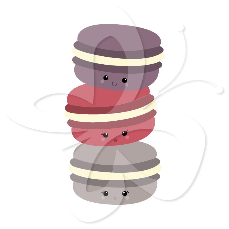 Kawaii Macaroon Clip Art Clipart Set Personal and Commercial Use - Etsy