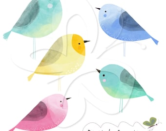 Beautiful Textured Birds Digital Clip Art  Clipart Set - Personal and Commercial Use