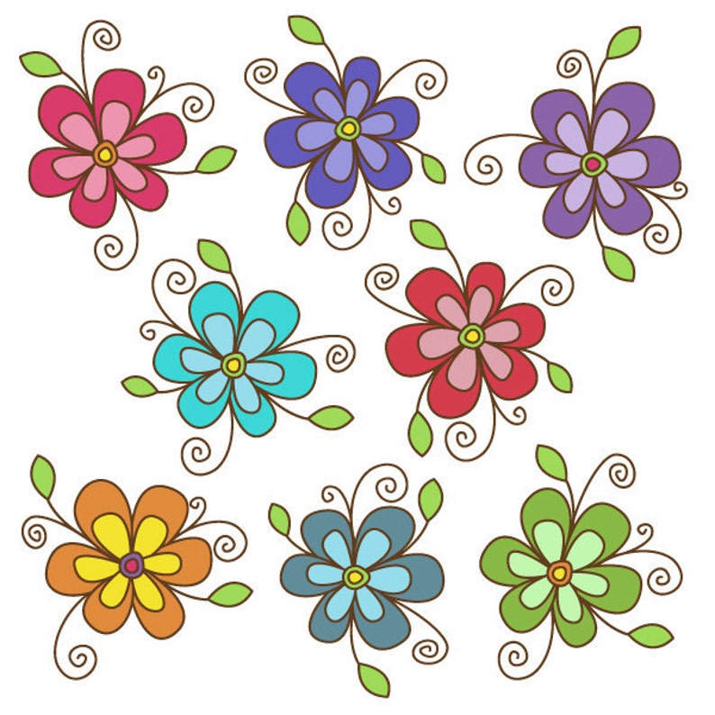 Flower Clipart set Great for Scrapbooking, Cardmaking and Paper Crafts. image 1