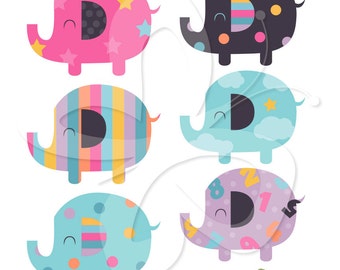 Fun Little Elephants Digital Clip Art Clipart - Personal and Commercial Use