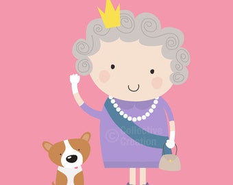 The Queen and her Corgi Clip Art Clipart Set - Personal and Commercial Use