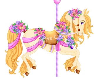 Carousel Horse Clipart - Great for Scrapbooking, Cardmaking and Paper Crafts.