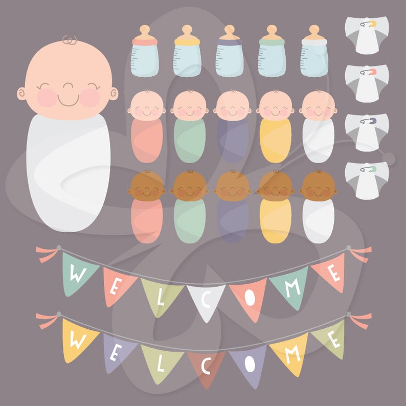 Baby Digital Clipart Clip Art Set Commercial and Personal use image 1