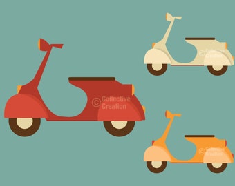 Scooter Clip Art Clipart Set - Personal and Commercial Use
