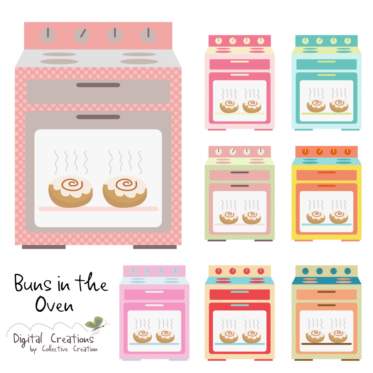 Buns in the Oven Digital Clip Art Personal and Commercial Use Etsy