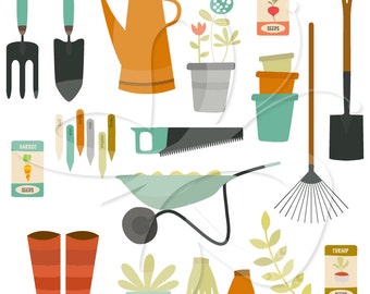 Gardening Digital Clip Art Clipart Set - Personal and Commercial Use