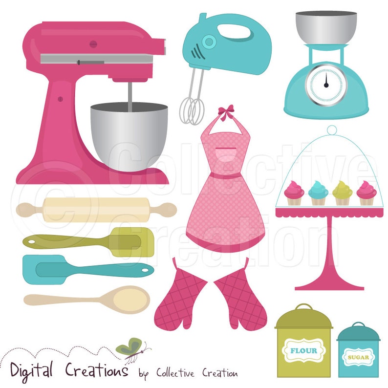 Baking Cooking Digital Clip Art Clipart Set Personal and Commercial Use image 1