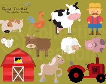 Farm Digital Clip Art Clipart Set - Personal and Commercial Use