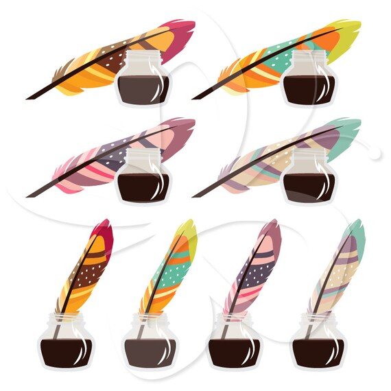 Ink Pot and Quill Digital Clip Art Clipart Set Personal and Etsy