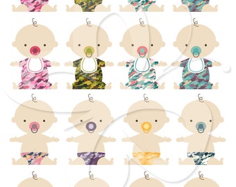 Camo Babies Digital Clip Art Clipart Set - Personal and Commercial Use