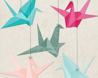 Paper Cranes Digital Clip Art - Personal and Commercial Use