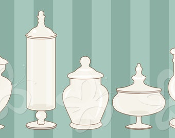 Apothecary Jars Clipart Set - digital clipart clip art for personal and commercial use.