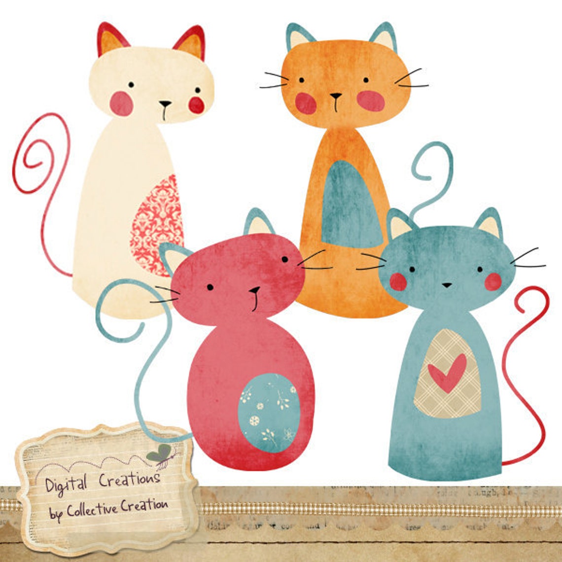 Cute Kitty Cat Digital Clip Art Perfect for Scrapbooking Paper Crafts