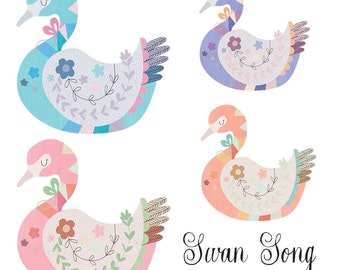 Swan Song Digital Clipart Clip Art set - Commercial and Personal use