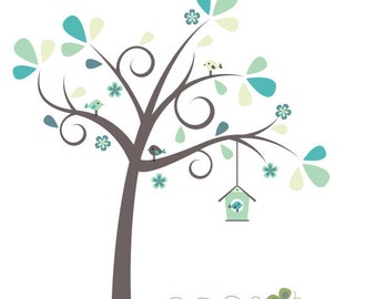 Bird Tree Digital Clipart - Ideal for Scrapbooking, Cardmaking and Paper Crafts