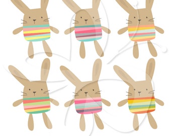 Stripey Rabbits V2 Digital Clip Art Clipart set- Personal and Commercial Use