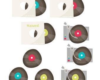 Record Player Digital Clip Art Set - Personal and Commercial Use