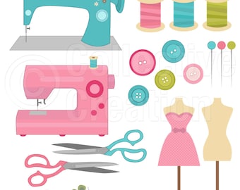 Sewing Digital Clip Art Clipart Set - Personal and Commercial Use