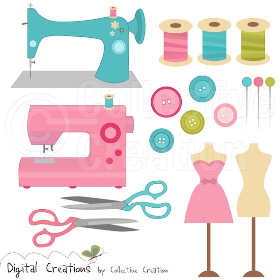 Sewing Digital Clip Art Clipart Set Personal and Commercial - Etsy