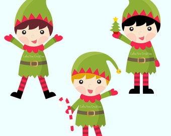 Christmas Elves Digital Clipart - Personal and Commercial Use