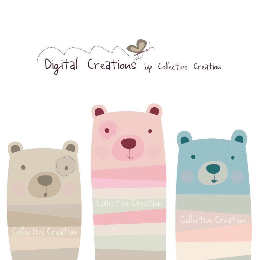Three Little Bears Digital Clipart Personal and Commercial Use - Etsy