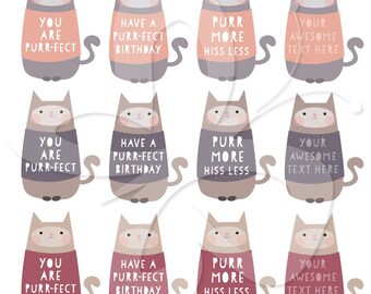 Cat Message Clip Art Clipart set - Personal and Commercial use