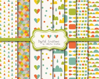 Delight Digital Paper Background Set - Commercial and Personal Use - Digital Scrapbooking, Invitations, Art and Craft