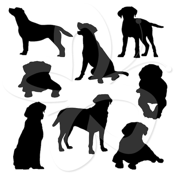 Labrador Silhouettes Digital Clip Art Clipart Set - Personal and Commercial Use