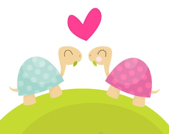 Little Love Turtles Digital Clipart - Ideal for Scrapbooking, Card Making Cupcake Toppers and Paper Crafts, Clip Art