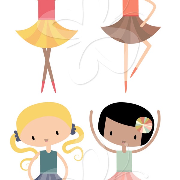 Cute Little Ballerina's Clip Art Clipart Set - Commercial and Personal use