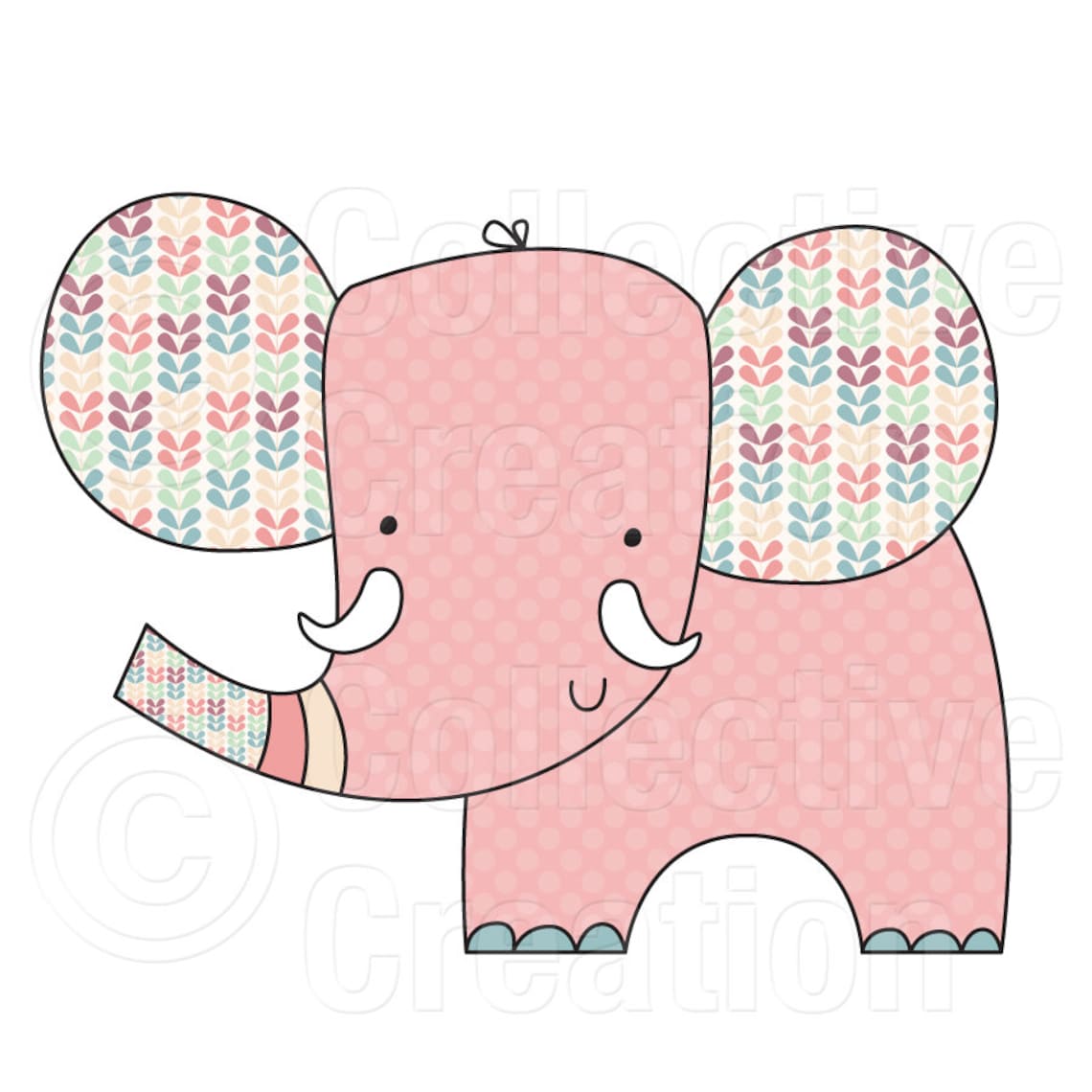 Cute Patterned Elephants Digital Clip Art Set Personal and - Etsy