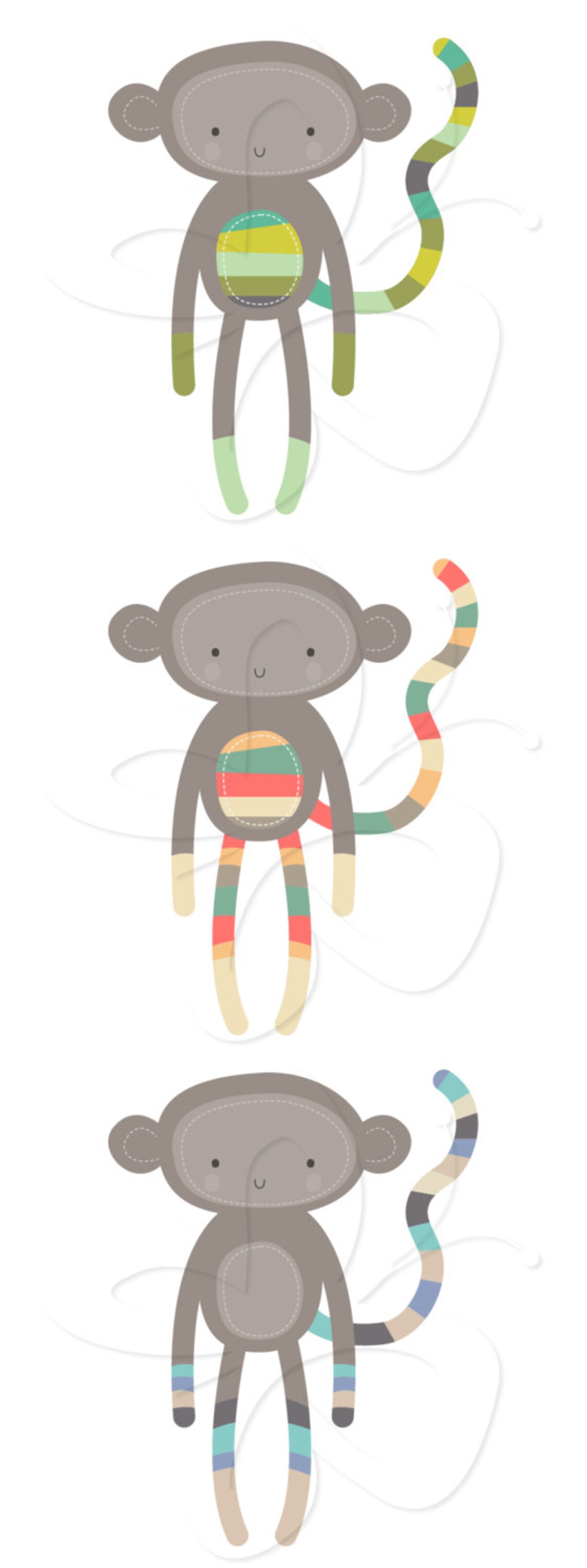 Sock Monkeys Clip Art Clipart Set Commercial and Personal Etsy