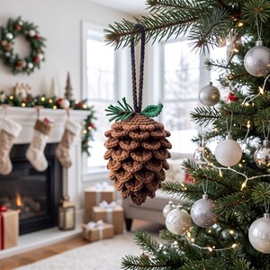 Crochet Pinecone Decor, Handmade Amigurumi Rustic Pine Cone Plush, Woodland Christmas Table Centerpiece - N0128