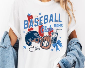 T-shirt Baseball Moms Club Comfort Colors®, T-shirt de baseball Gameday Doodle, T-shirt de baseball tendance pour femme, T-shirt sport pour maman, T-shirt Game Day