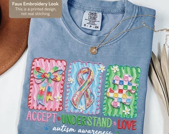 T-shirt couleurs confort de sensibilisation à l'autisme, chemise autisme accepter comprendre amour, t-shirt maman autiste, cadeau pour enseignant d'éducation spécialisée
