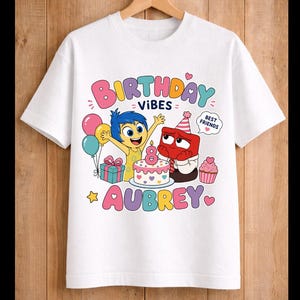 Chemise d'anniversaire avec prénom, âge à l'envers, thème de la fête, cadeau d'anniversaire pour l'orthophonie, t-shirt familial Disneyland, cadeau pour fille