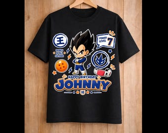 Personalized Inspired  Vegeta Birthday Shirt, Goku Party Theme, Birthday Boy Squad Shirts,Vegeta Birthday Shirt, Manga Dragon Shirt